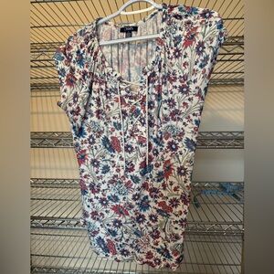Chaps Floral Lace-Up Blouse